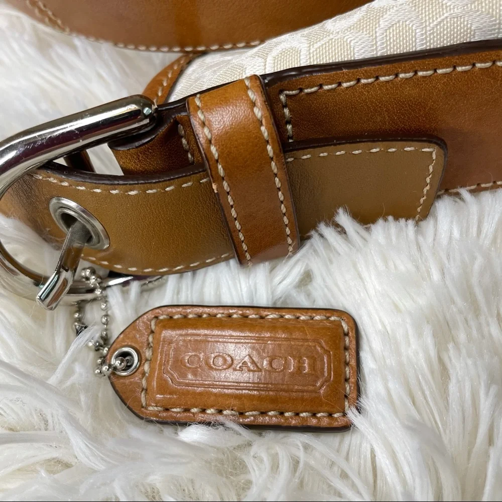 Coach Handbag Shoulder Signature Mini Duffle Ivory leather Brown purse. - Picture 13 of 17
